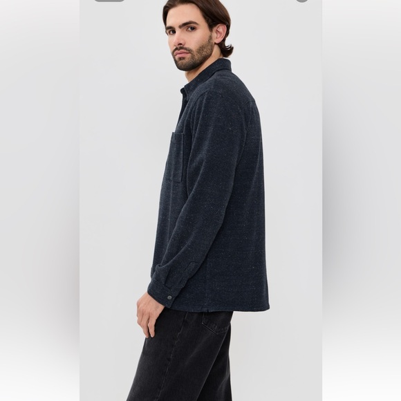 NWOT Madewell Men's Dark Blue Donegal Twill Long Sleeve Button-Up Shirt Medium - Picture 4 of 11